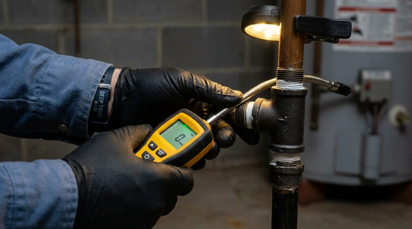 Gas leak detection with electronic sniffer by Johns Plumbing LLC in Parker